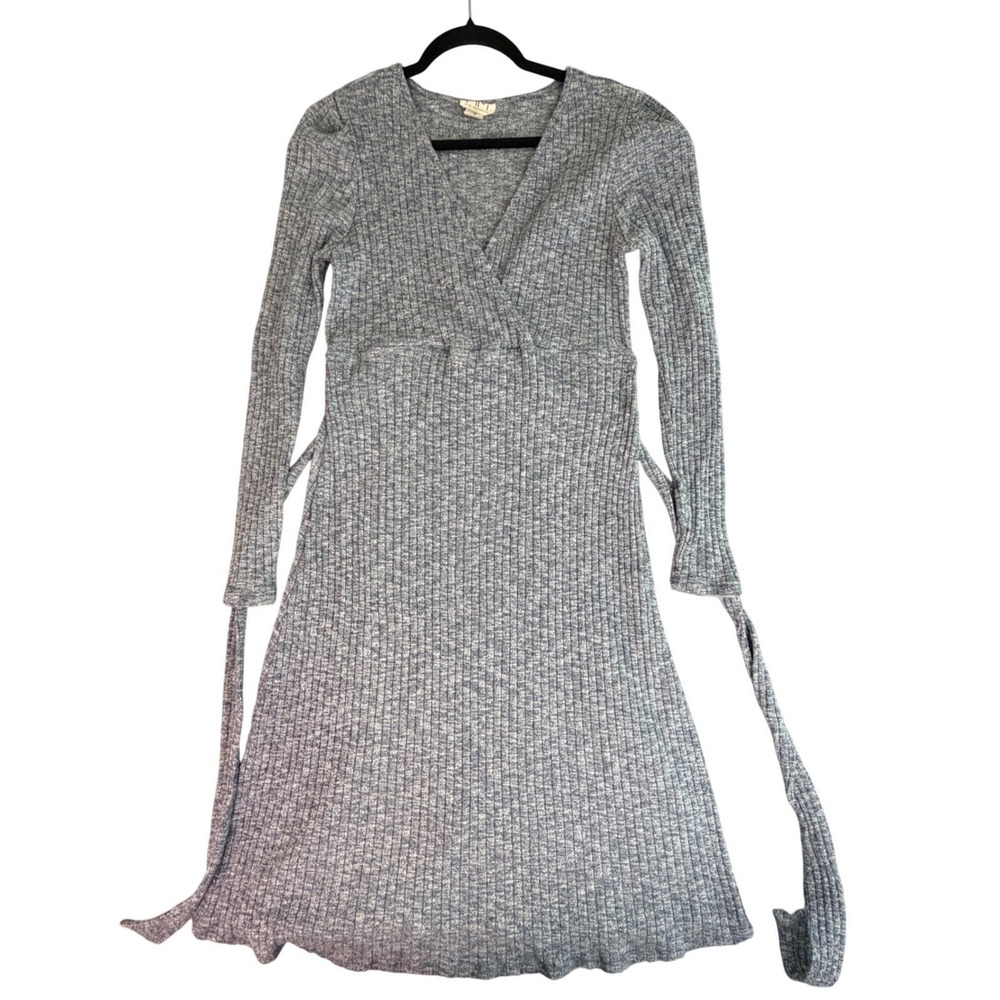 Mimi Maternity Long Sleeve Knit Wrap Dress in Gray
